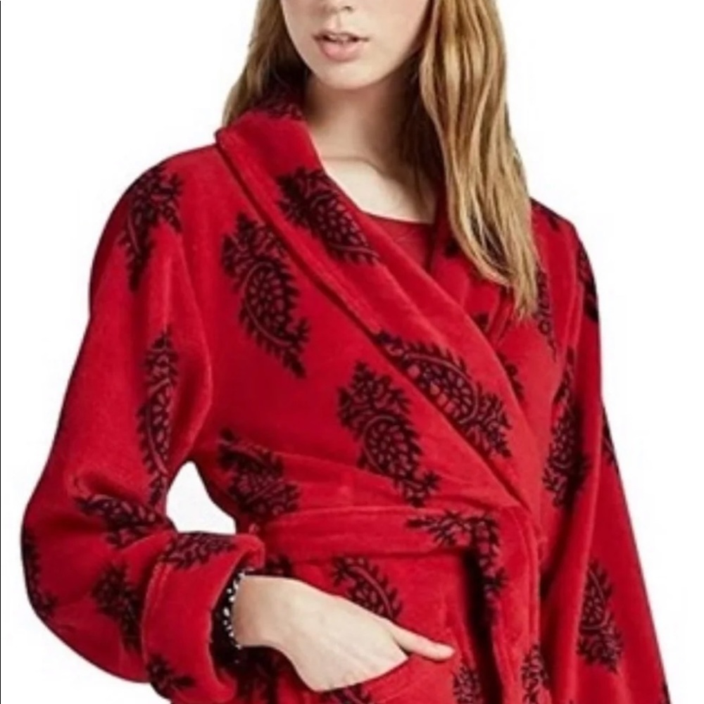 Lucky Brand Red/ Black Paisly Bathrobe L